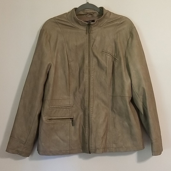 Faux Leather Taupe Jacket - Picture 1 of 4